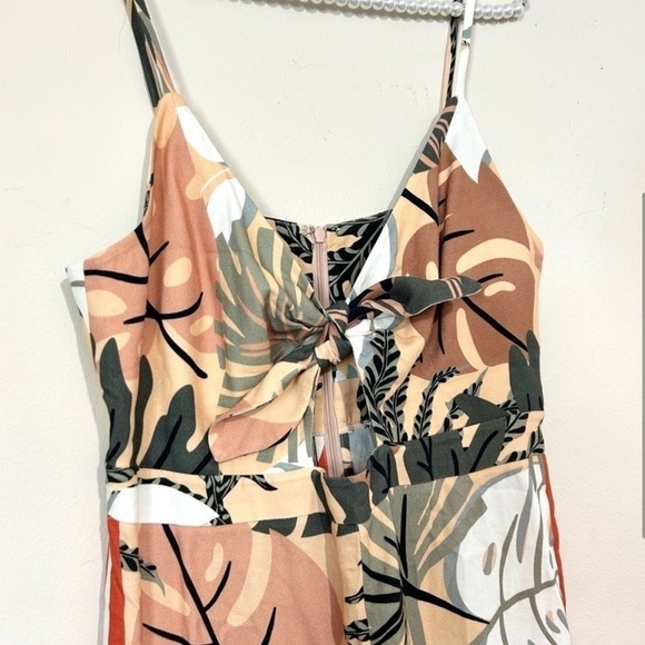 Farm Rio for Anthropologie Palm Leaf Sleeveless Cut Out Mini Dress SIZE MP - Picture 3 of 8